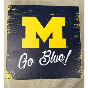 New University Of Michigan Wooden Tabletop Mantel Shelf Sign - 6" x 6"